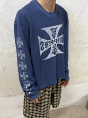 West Coast Choppers Cross Print ERD Stylist Same Style Waffle Sanskrit Long Sleeve (1)