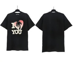 Palm Angels I Love You Palm Tree Heart Graphic T-Shirt - Black