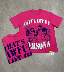 That's A Awful Lot Of Cough Syrup Persona Collage T-Shirt - Hot Pink