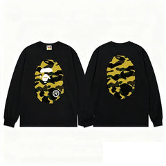 BAPE Style Big Camo Ape Head Long-Sleeve Tee - Black/Yellow