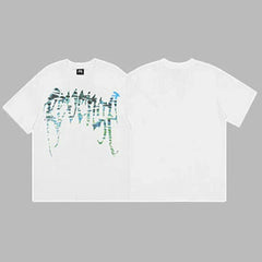 Revenge Blue & Green Gradient Arch Logo Short Sleeve T-Shirt (White)
