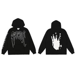 Revenge Classic Hand Graphic Pullover Hoodie Black/white