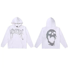 Revenge Screaming Skull Arch Logo Pullover Hoodie white