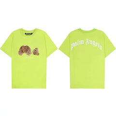 Palm Angels Leopard Print Bear Graphic T-Shirt - Neon Lime