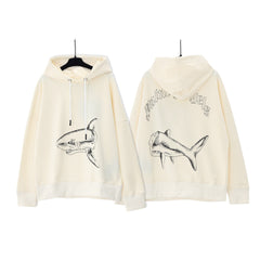 Palm Angels Shark & Skeleton Back Print Hoodie - Off-White