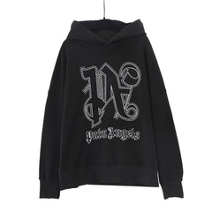 Palm Angels Gothic Letter Monogram Hoodie - Black/White