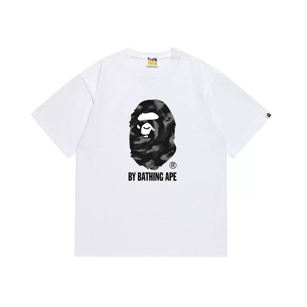 BAPE Style Dark Camo Big Ape Head Short-Sleeve Tee - White