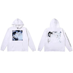 Revenge White Angel Painting Blue Arch Logo Pullover Hoodie