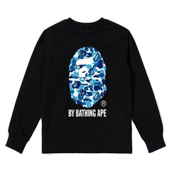 BAPE Style "BY BATHING APE" Camo Ape Head Long-Sleeve Tee - Black/Blue