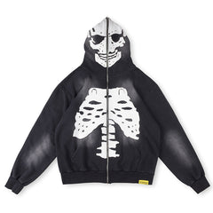 That's A Awful Lot Of Cough Syrup Skeleton Full-Zip Hoodie - Black / White