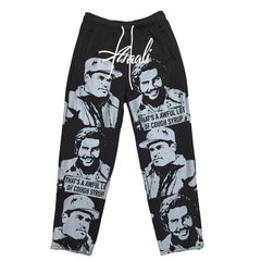 That's A Awful Lot Of Cough Syrup Portrait All-Over Print Sweatpants - Black / Grey