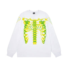 STUSSY Ribcage Graphic Long Sleeve Tee – White