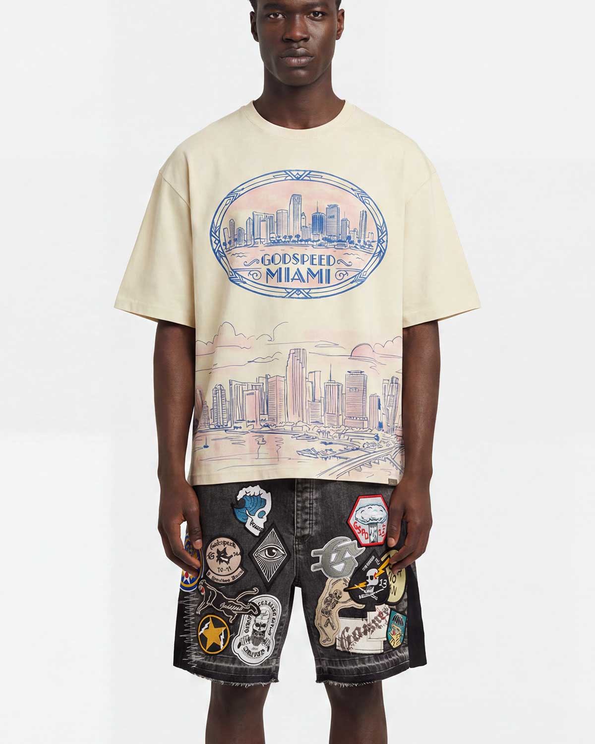 Godspeed Miami Skyline Tee Bone