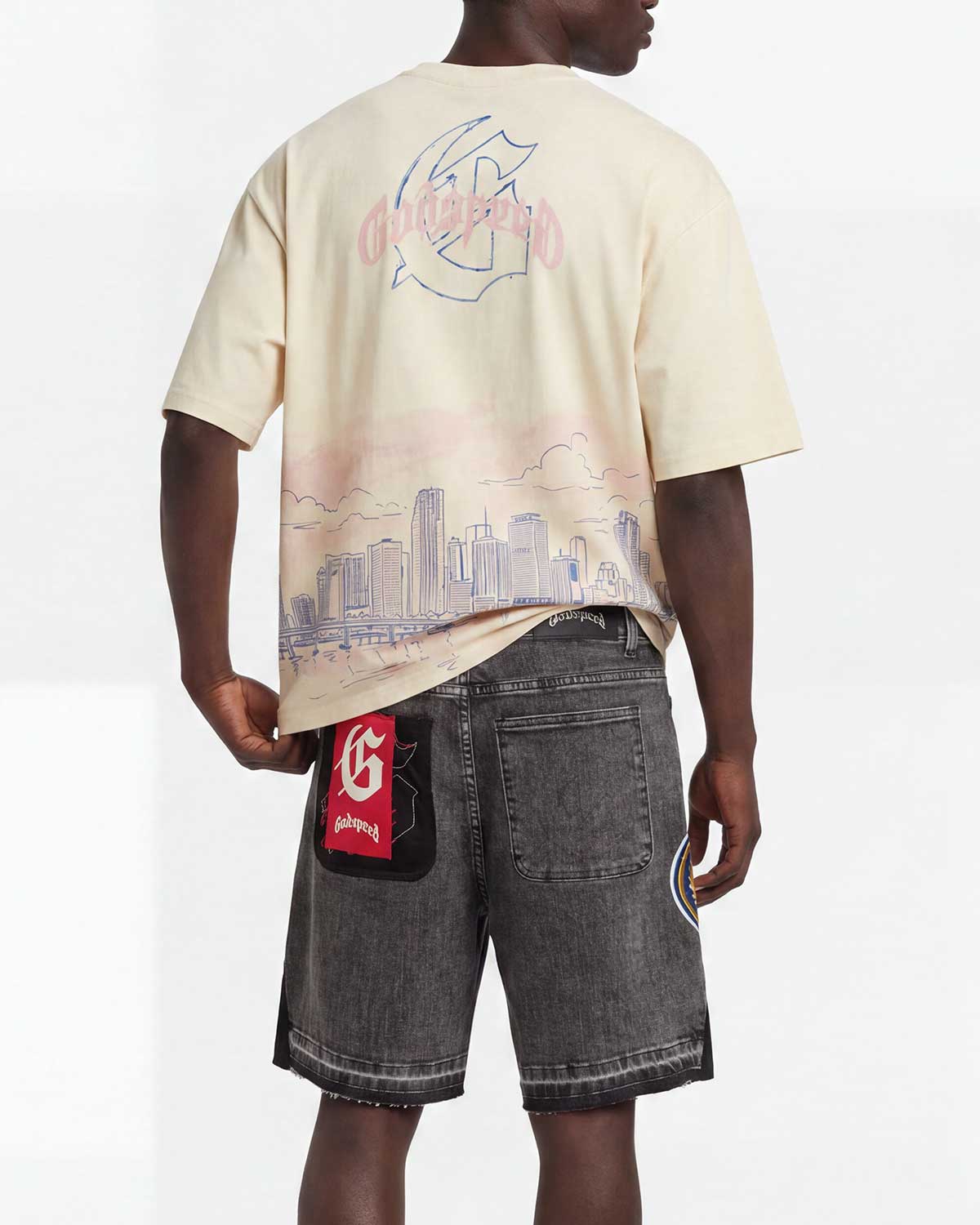 Godspeed Patchwork Denim Shorts V2 Grey