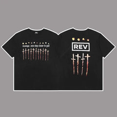 Revenge "One Step Closer to God" Crosses Graphic Short Sleeve T-Shirt