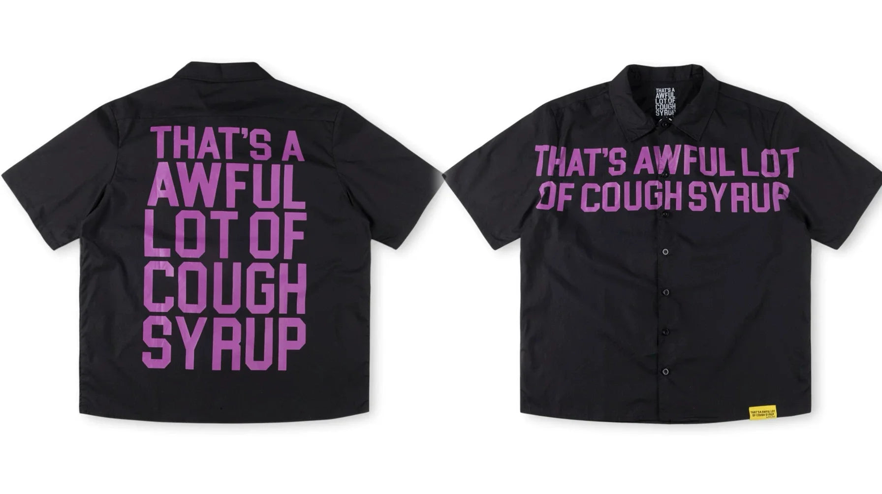 That's A Awful Lot Of Cough Syrup Pink Font Button-Down Shirt - Black
