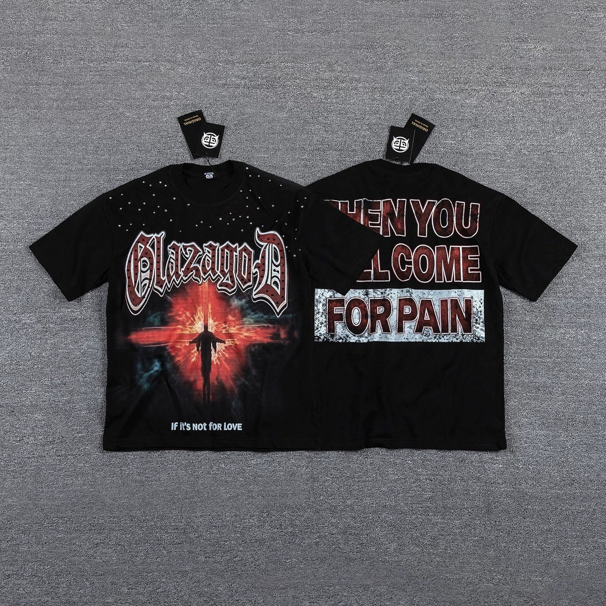 Men's Gothic Graphic Oversized T-Shirt – Dark Streetwear Double-Sided Print Casual Tee