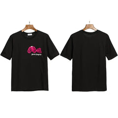 Palm Angels Small Bear Chest Logo T-Shirt - Black/Pink