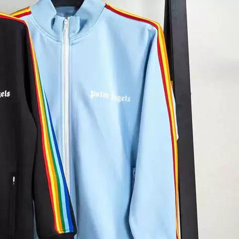 Palm Angels Rainbow Track Jacket - Light Blue
