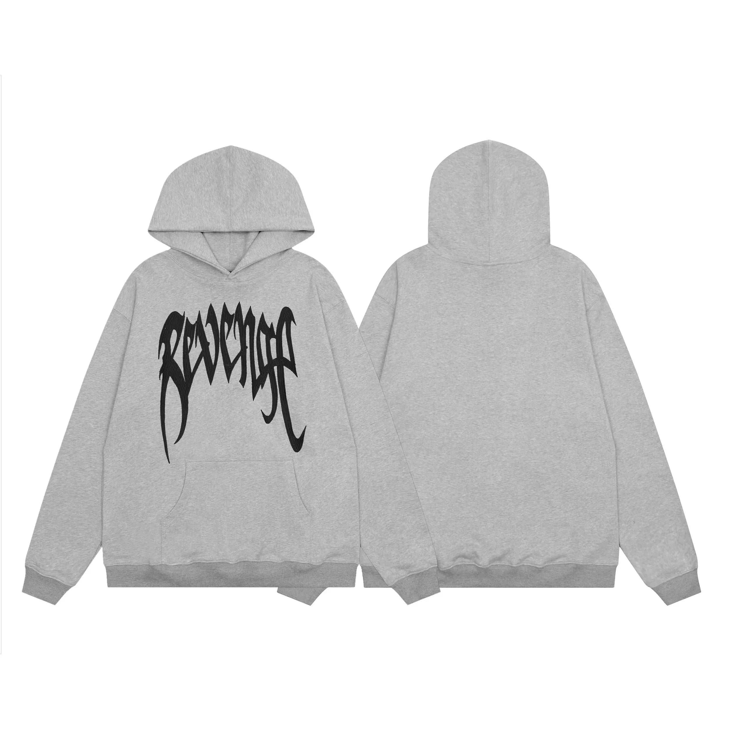 Revenge Grey Black Arch Logo Pullover Hoodie