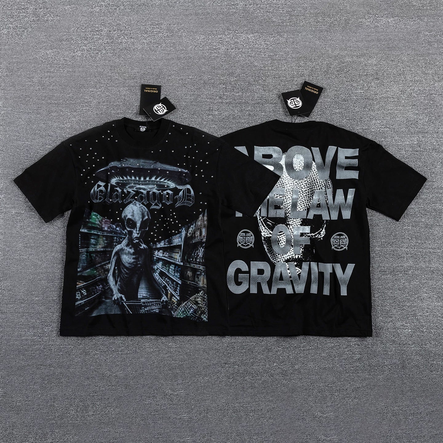Men's Cyberpunk Graphic Oversized T-Shirt – Futuristic Streetwear Double-Sided Print Casual Tee