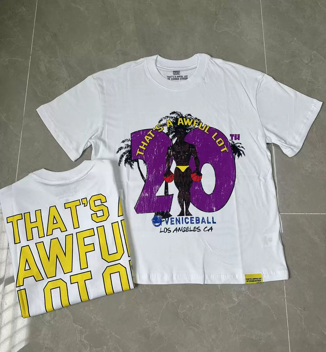 That's A Awful Lot Of Cough Syrup Venice Ball Graphic T-Shirt - White