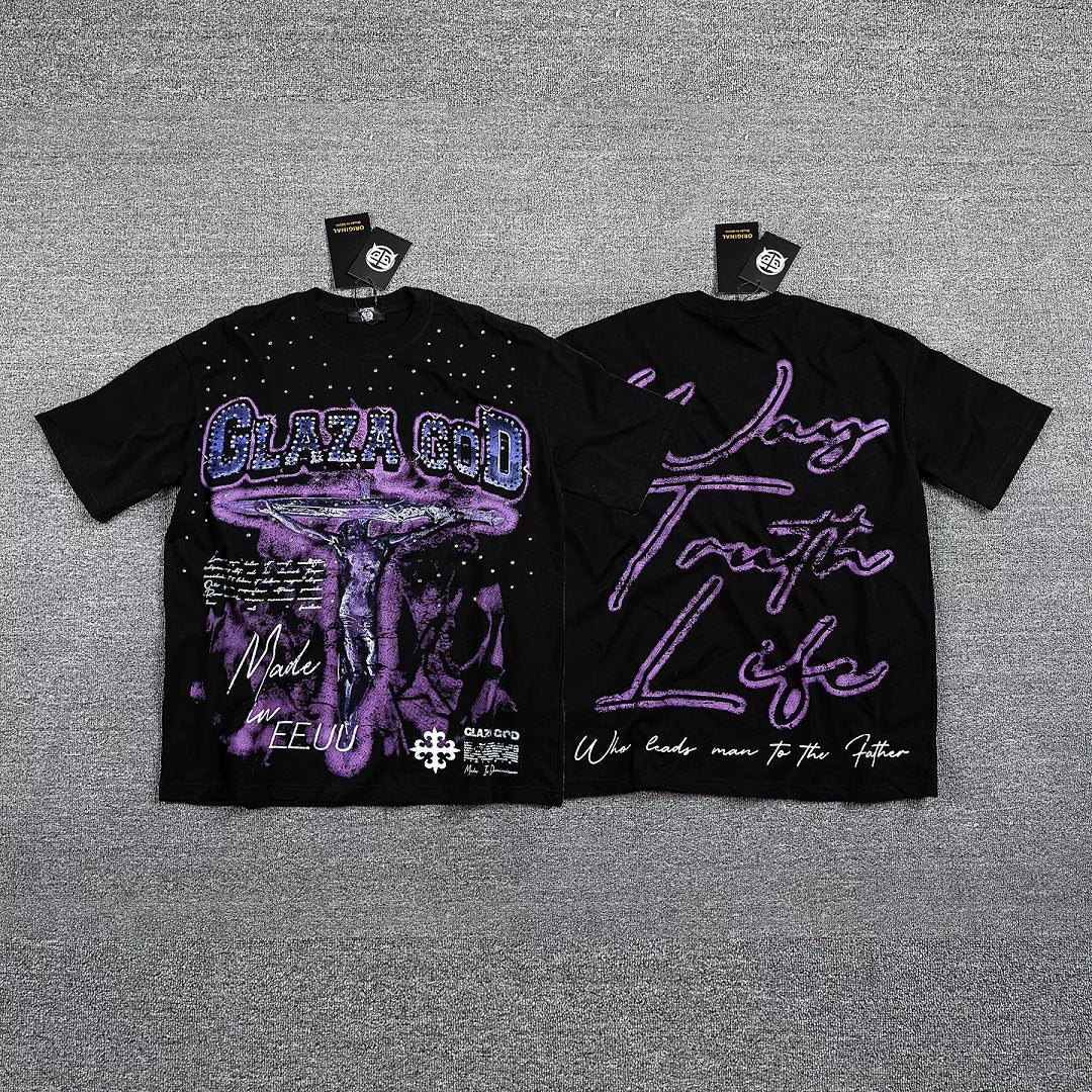 Men's Vintage Graphic Oversized T-Shirt – Gothic Streetwear Double-Sided Print Casual Tee