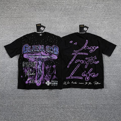 Men's Vintage Graphic Oversized T-Shirt – Gothic Streetwear Double-Sided Print Casual Tee