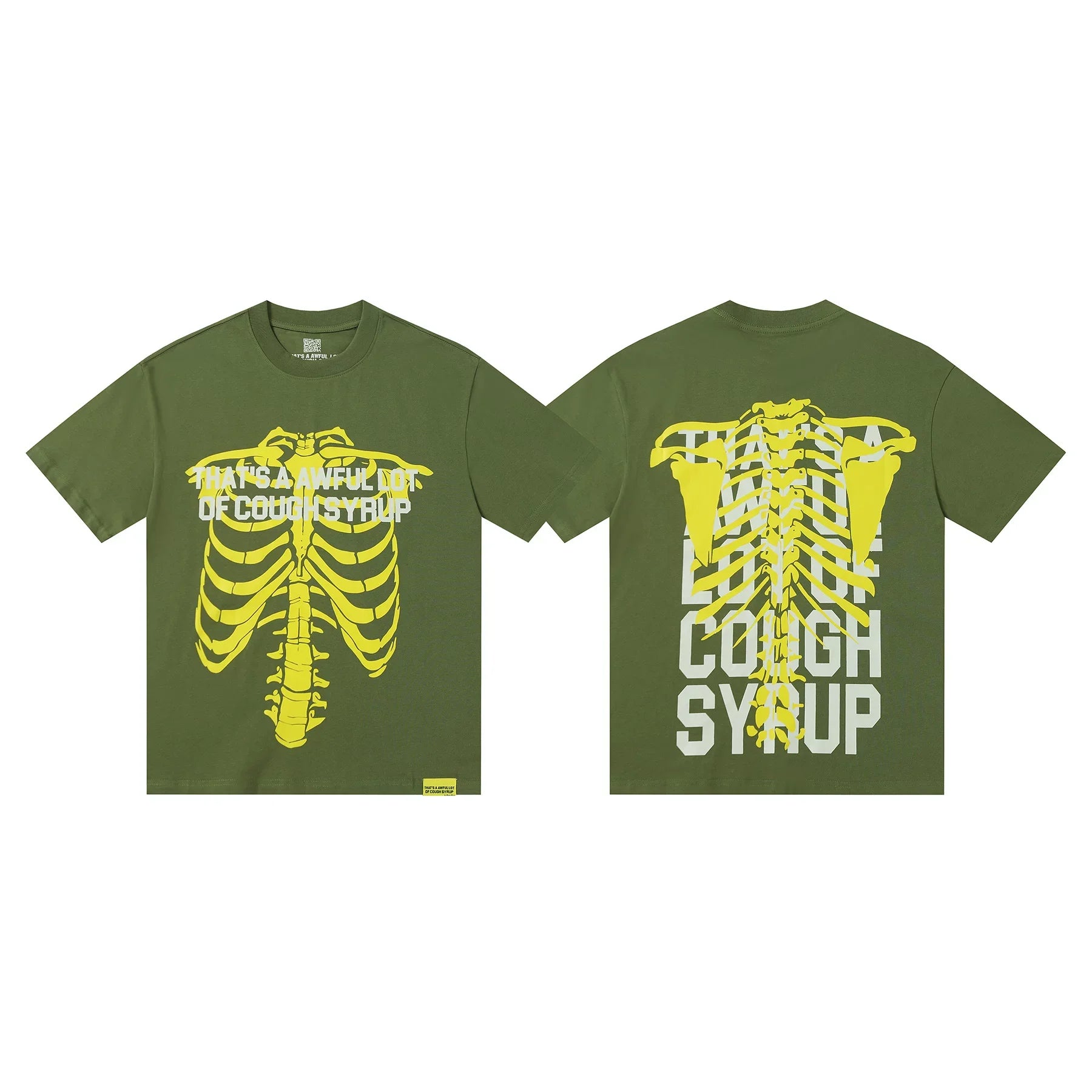 That's A Awful Lot Of Cough Syrup Rib Cage Graphic T-Shirt - Military Green