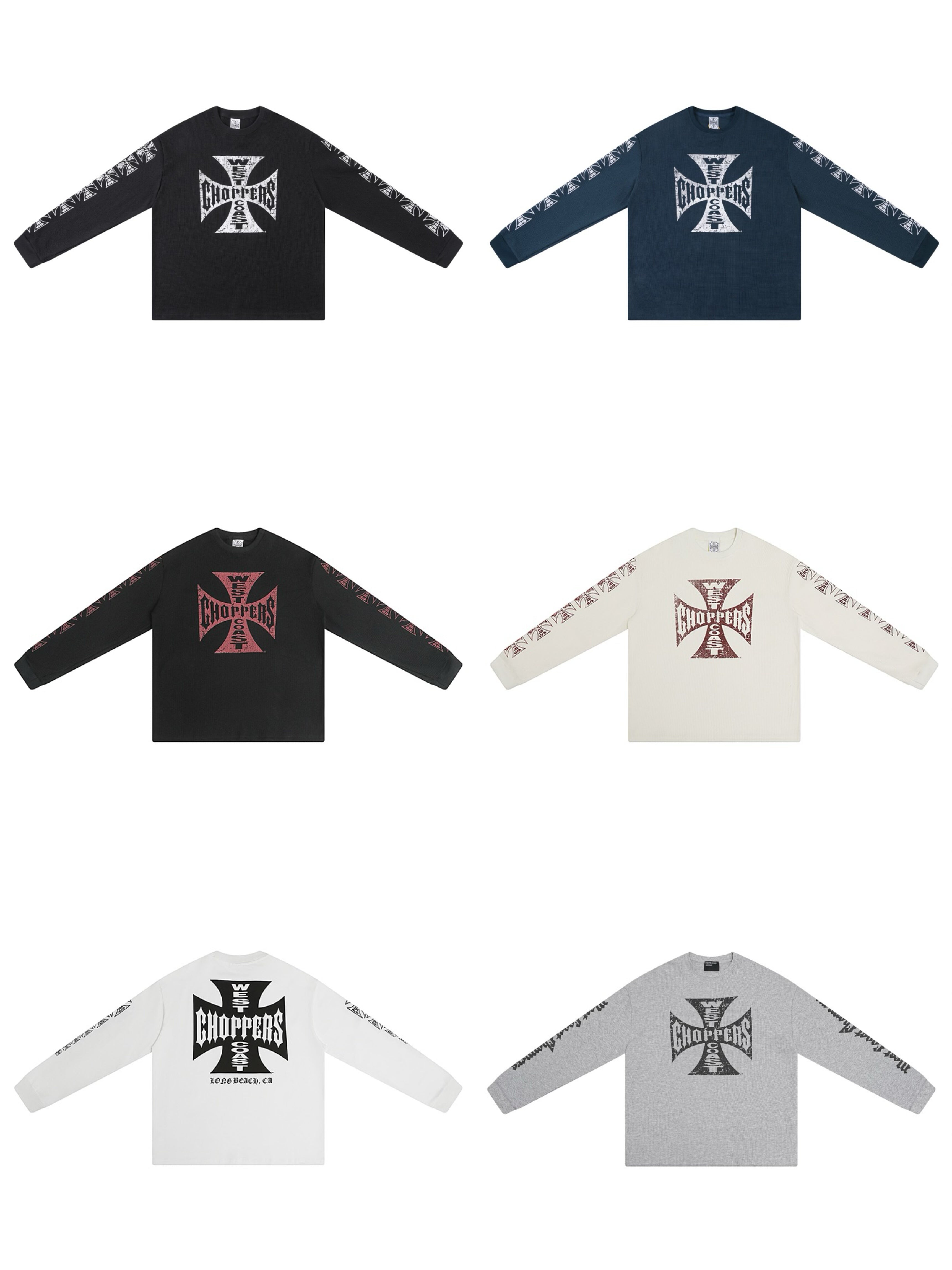 West Coast Choppers Cross Print ERD Stylist Same Style Waffle Sanskrit Long Sleeve (5)