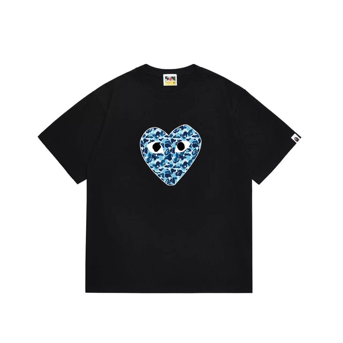 BAPE x PLAY Style Camo Heart Short-Sleeve Tee - Black/Blue