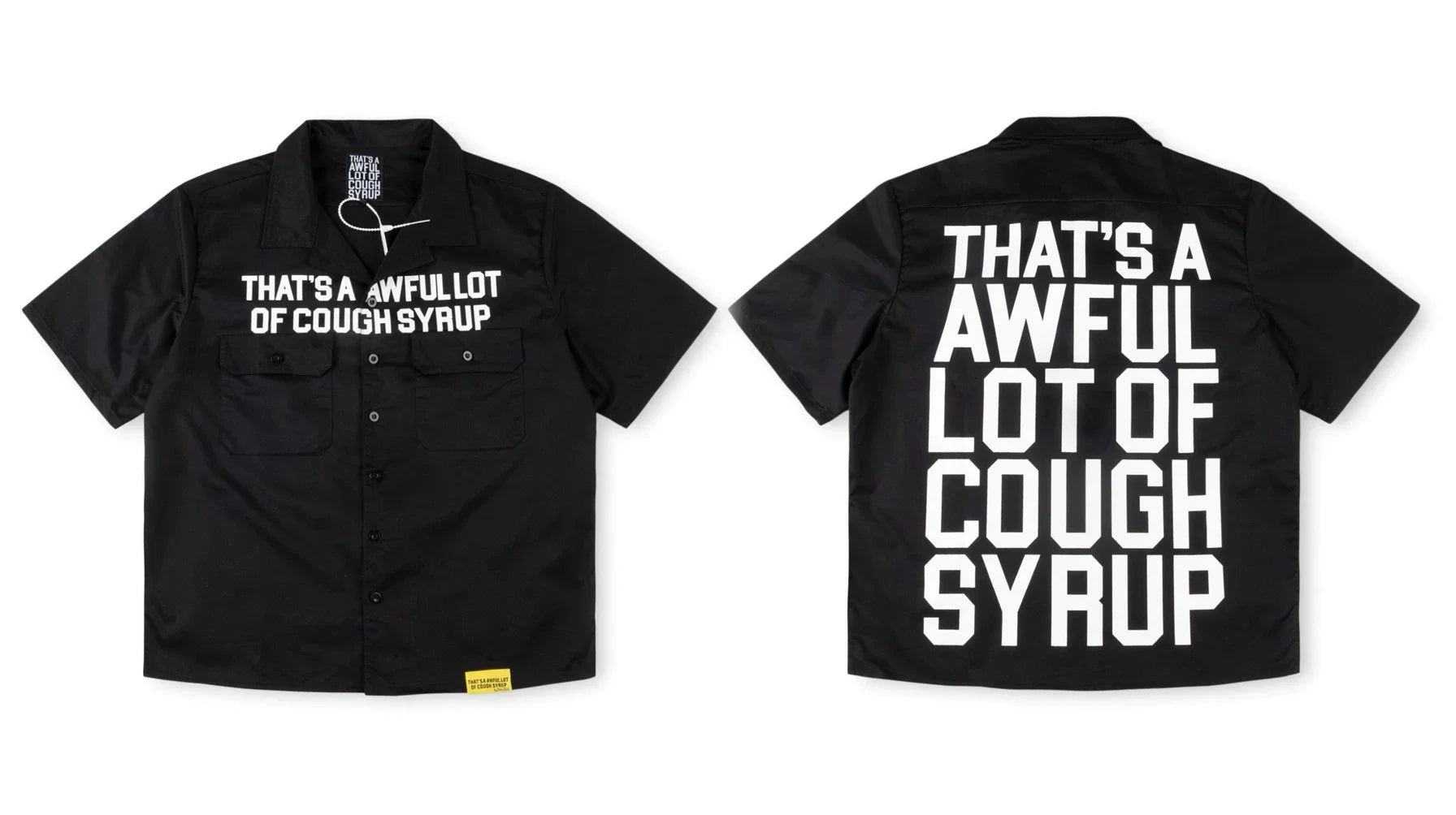 That's A Awful Lot Of Cough Syrup Classic Bold Button-Down Shirt - Black