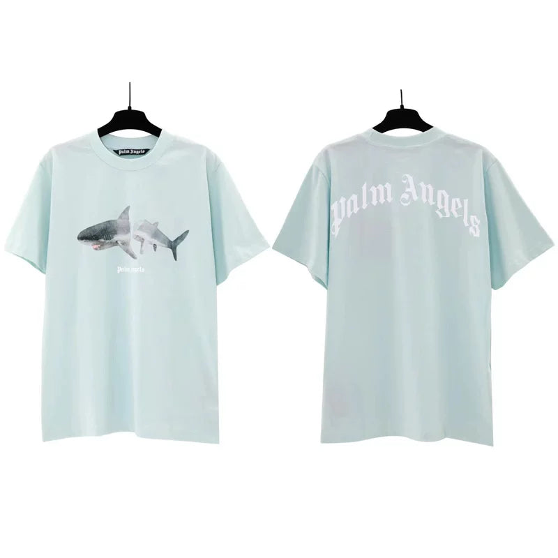 Palm Angels Double Shark Graphic T-Shirt - Light Blue