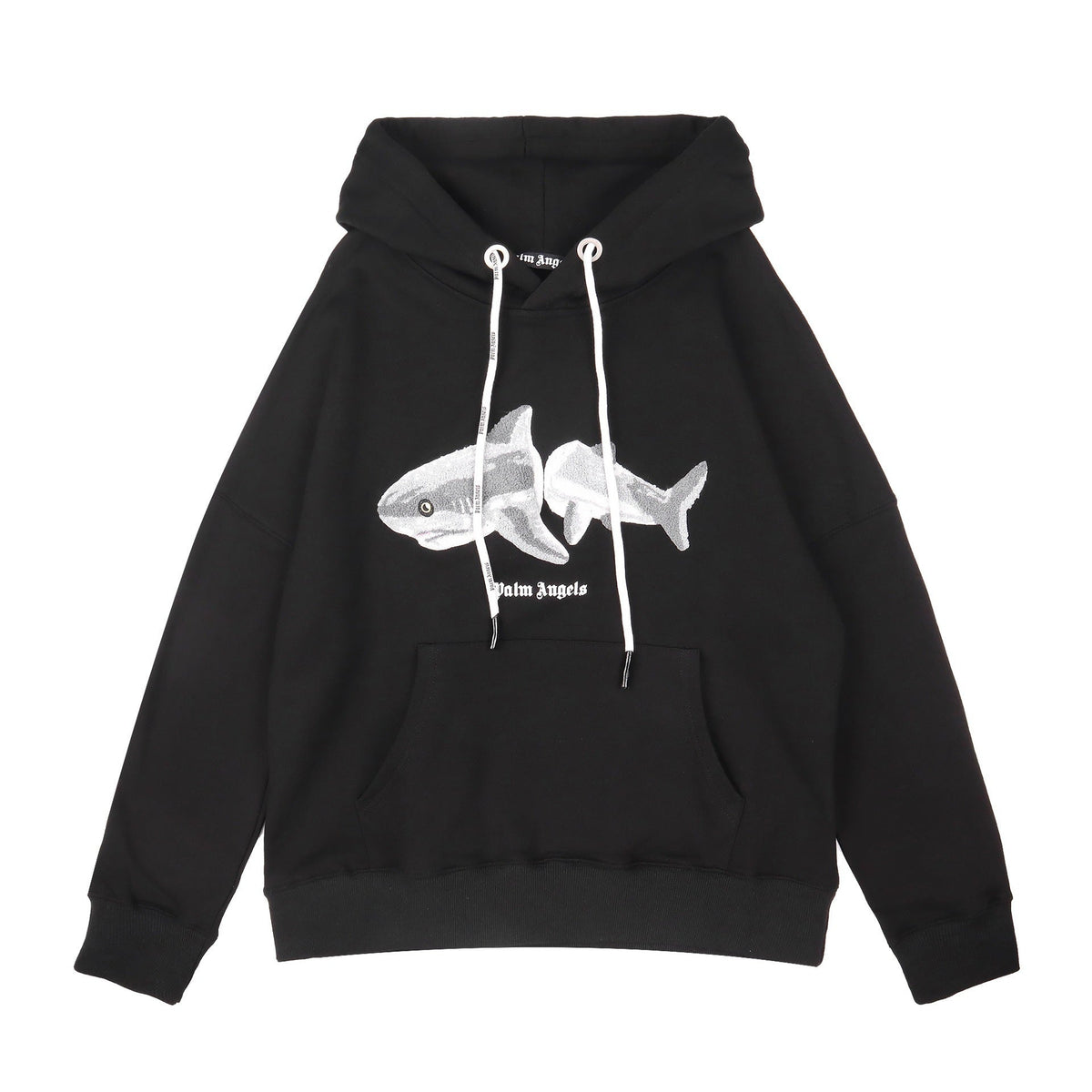 Palm Angels Split Shark Graphic Hoodie - Black