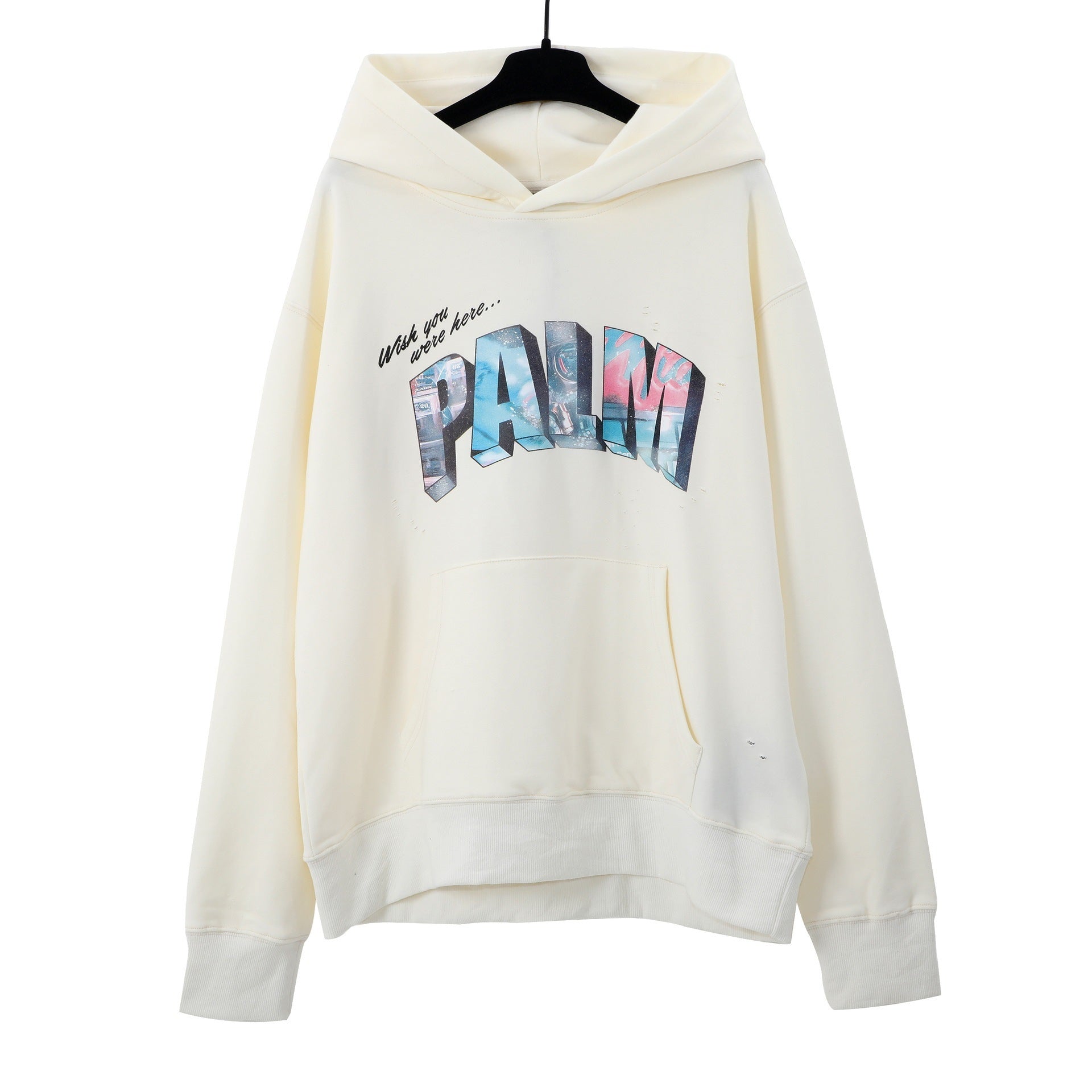 Palm Angels Gradient Rainbow Lettering Hoodie - Off-White
