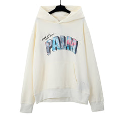 Palm Angels Gradient Rainbow Lettering Hoodie - Off-White