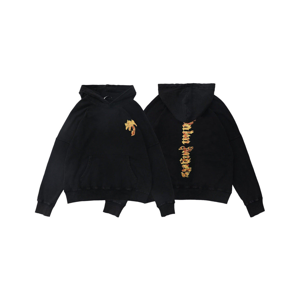 Palm Angels Burning Palm Tree & Flame Logo Hoodie - Black