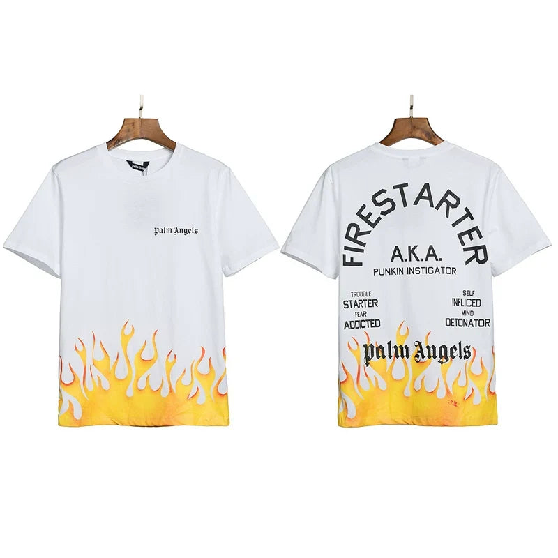 Palm Angels Firestarter Flame Graphic T-Shirt - White