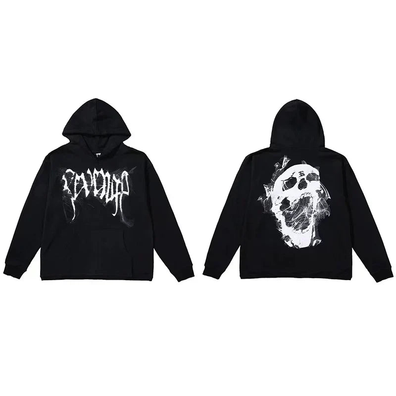Revenge Smoke Skull Arch Logo Pullover Hoodie black