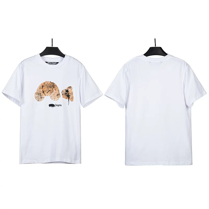 Palm Angels Graffiti Splatter Bear Graphic T-Shirt - White