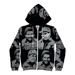 That's A Awful Lot Of Cough Syrup Portrait All-Over Print Full-Zip Hoodie - Black / Grey