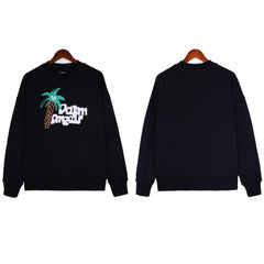 Palm Angels Cartoon Palm Tree & Graffiti Logo Crewneck - Black