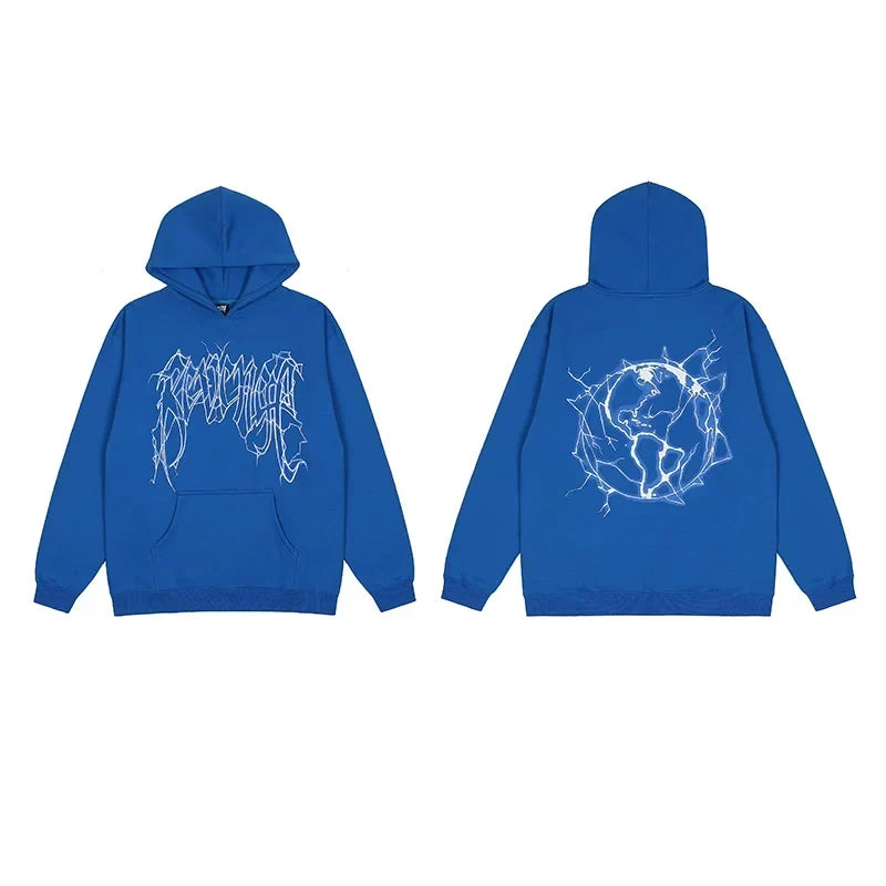 Revenge Earth Lightning Arch Logo Pullover Hoodie Blue