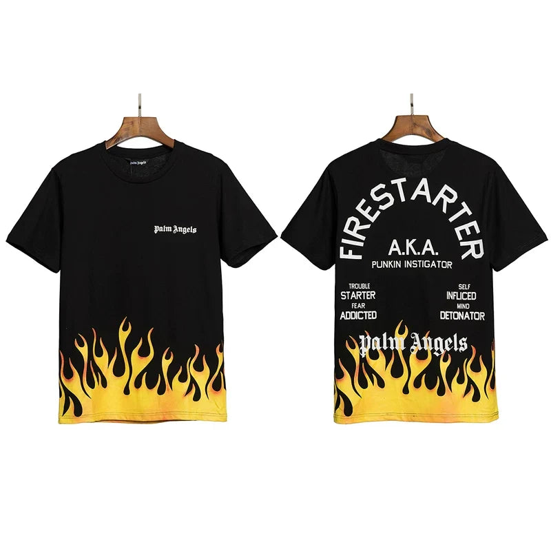 Palm Angels Firestarter Flame Graphic T-Shirt - Black