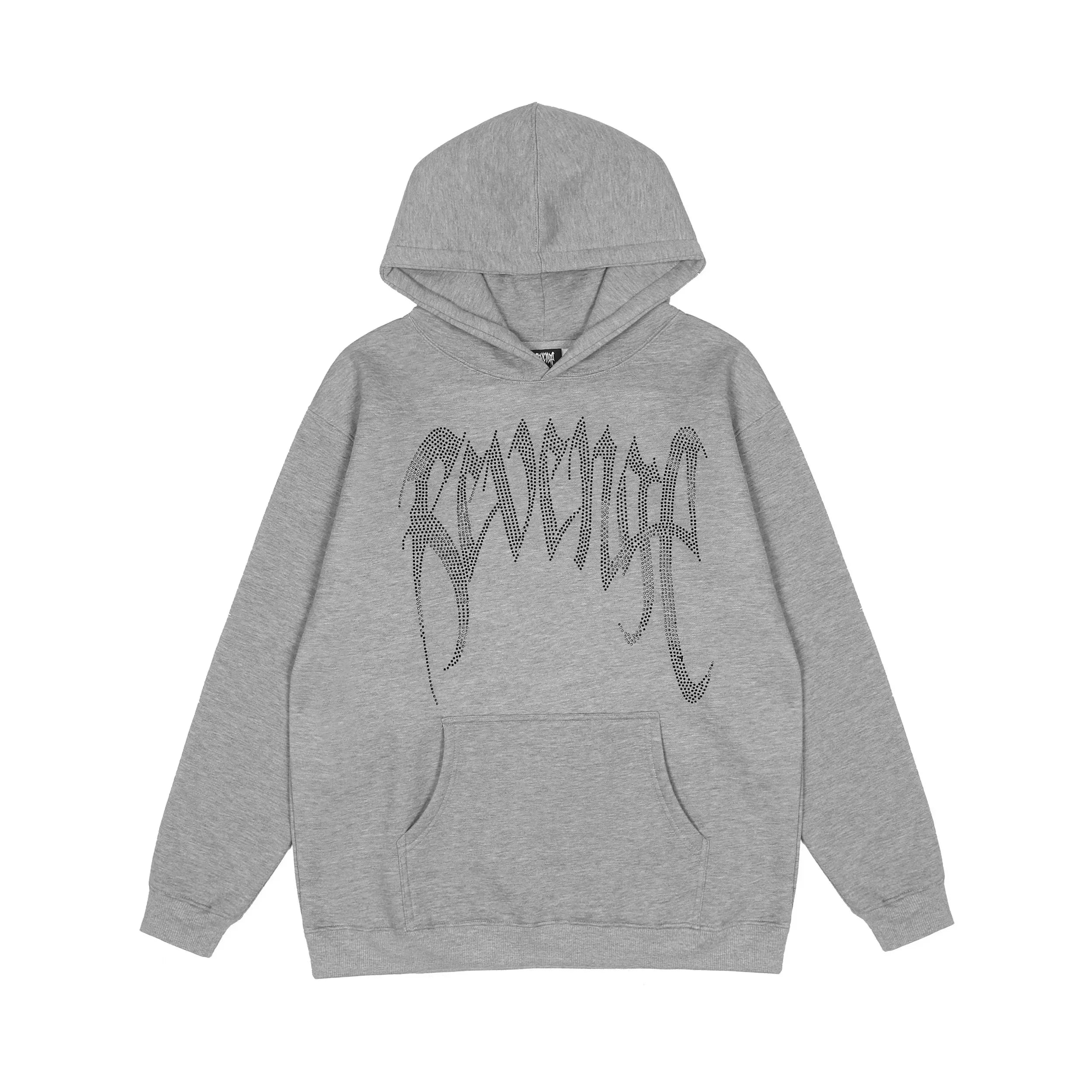 Revenge Grey Mesh Texture Arch Logo Pullover Hoodie