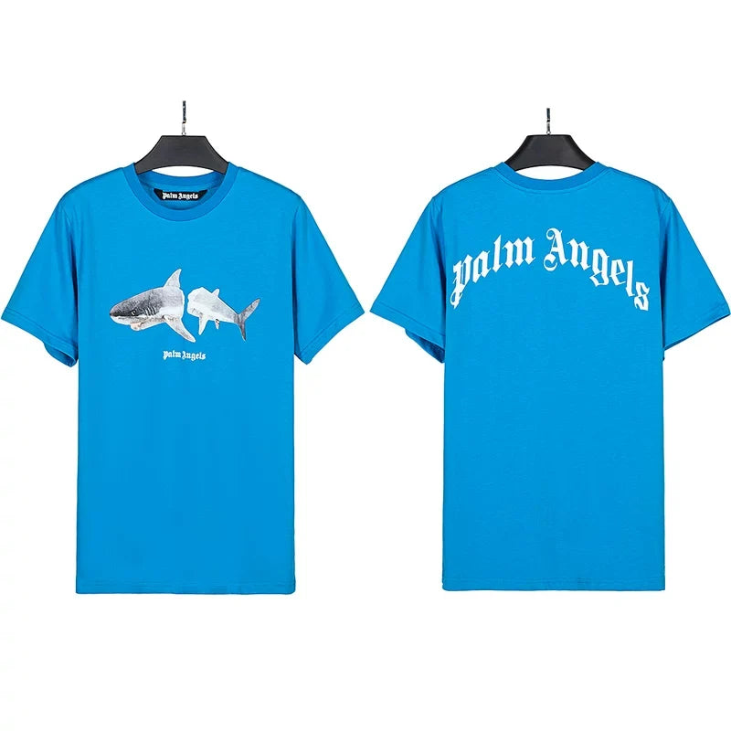 Palm Angels Double Shark Graphic T-Shirt - Blue