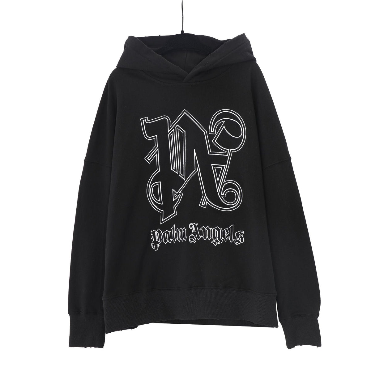 Palm Angels Gothic Letter Monogram Hoodie - Black/White