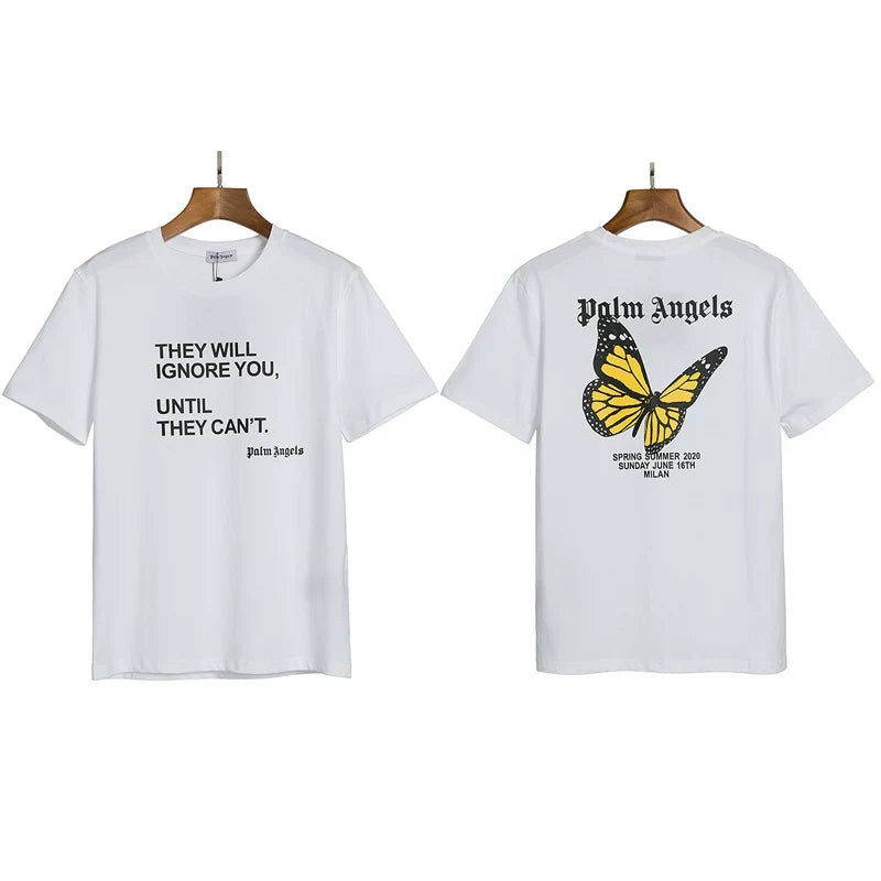 Palm Angels Typography & Butterfly Graphic T-Shirt - White