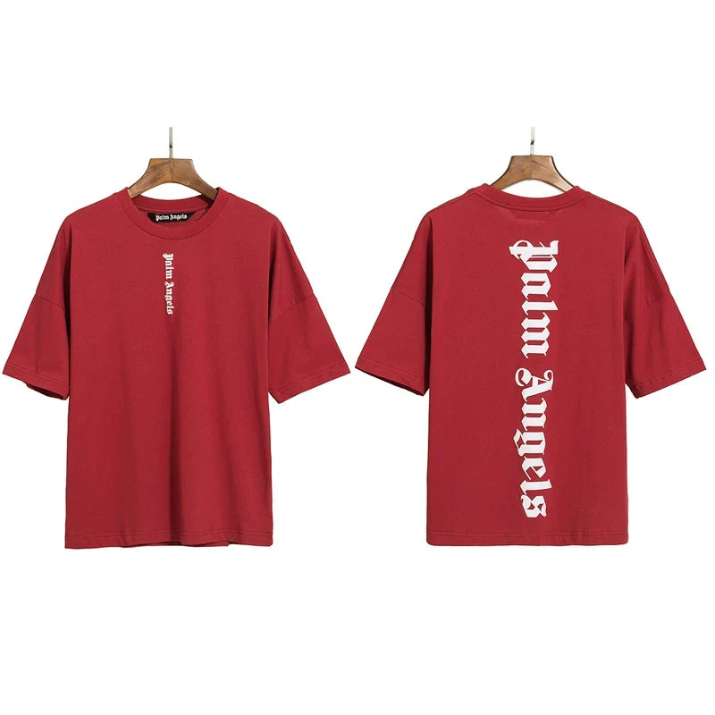 Palm Angels Vertical Gothic Logo T-Shirt - Burgundy