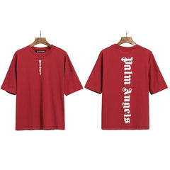 Palm Angels Vertical Gothic Logo T-Shirt - Burgundy